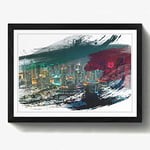 Arty Pie Framed Print Black A2 (24.5x18 Inch) Dubai Skyline United Arab Emirates V2, Wood, Multi-Colour, 60 x 42 x 2 cm