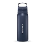 LifeStraw Go Series — Insulated Stainless Steel Water Filter Bottle for Travel and Everyday Use Removes Bacteria, Parasites and Microplastics, Improves Taste, 24oz Aegean Sea