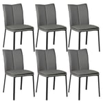 CALLUM - Lot de 6 Chaises Grises avec Sur-Coussin