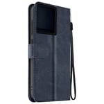 Fodral till Motorola Edge 50 Pro Handledsrem Flip Wallet Stand Midnight Blue Blå