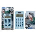 Lexibook, Dinosaur Pocket Calculator with Protection Cover, Conventional and Advanced Calculator Functions, battery and solar-powered, Blue, C45DINO