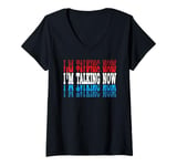 Womens I'm Talking Now Red Blue Repeated Word I'm Talking V-Neck T-Shirt