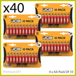 40 x AA Genuine JCB Zinc Carbon Batteries - New R6 1.5V Ideal for Remote Toys