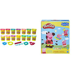 Play-Doh Sparkle and Bright Colour Pack & Play-Doh Peppa Pig Stylin Set with 9 Non-Toxic Modeling Compound Cans and 11 Accessories, Peppa Pig Toy for Kids 3 and Up