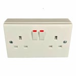 Surface Mounted Twin 2 Gang Double Switched Plug Socket With Pattress Box