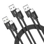 Câble Chargeur pour Macbook Pro 2023,USB Type C 1M/2M/3M 3-Pack,Cordon Charge Nylon pour Macbook iMac Mac Pro Mini Air 2022 2021 2020,M3 M2 M1,Samsung A54 A53 A52 A42 A21 A32,S23 S22 S21