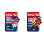 Loctite Super Glue-3 Original, colle forte et résistante, colle liquide tous matériaux, 2 tubes 3 g & Super Glue-3 Power Gel Mini Dose, colle forte enrichie en caoutchouc, lot de 3 tubes 1 g