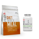 PhD Diet Whey Protein Powder MRP 770g Salted Caramel + PhD L-Carnitine 90 TABS