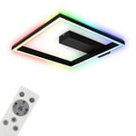 BRILONER - Plafonnier RGB, Backlight Plafonnier LED, Variable, Température de couleur réglable, LED Frame RGB, Télécommande, Noir