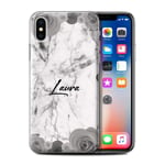 Stuff4 Personalised Phone Case for Apple iPhone XS Custom White Marble Floral Rose Stamp Transparent Clear Ultra Slim Thin Hard Back Cover