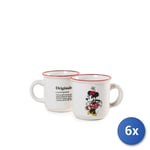 6x Tasses Café Home Mickey Et Minnie Noël 140cc en Porcelaine