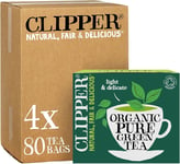 Clipper Organic Pure Green Tea Bags | 320 Teabags 4 x Boxes of 80 | Bulk Buy for