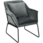 Josie Fauteuil rembourré Fauteuil d'appoint Gris Canapé Simple Fauteuil Relax Velours - Svita