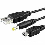 2in1 Mini USB B Data Cable & Charging Charger Power Lead For PSP 1,2,3000 1Metre