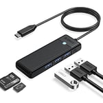 ORICO Hub USB 3.0, Hub USB C avec Lecteur de Cartes SD/TF, Mini USB 3.0 à 3 Ports, Multiport USB pour MacBook Pro/air, iMac, Notebook PC, Flash Drive, HDD, Caméra, Keyboard, Mouse(1,0 M, Noir)