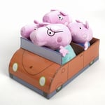 Peppa Pig Soft Toy 4 Piece Family In Car Childrens Plush Gift Play Set New