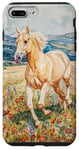 Coque pour iPhone 7 Plus/8 Plus Aquarelle Running Palamino Horse in Meadow