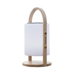 Lampe enceinte bluetooth sans fil poignée bois LED blanc/multicolore dimmable WOODY PLAY H37cm avec télécommande