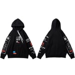 (A31W2179 Musta-XL）Harajuku Huppari Huppari Miesten Streetwear Fire Flame Graffiti Hip Hop