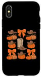 Coque pour iPhone X/XS Coquette Bow Western Bottes d'automne citrouille cowboy cowgirl