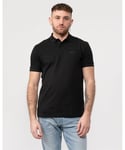 BOSS Green Palle Mens Short Sleeve Polo Shirt With Contrast Tipped Collar - Black - Size Medium