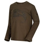 Regatta T-Shirt Manches Longues Junior Wendell 100% Coton Coolweave avec imprimé Graphique T-Shirts Enfant Dark Khaki FR : XL (Taille Fabricant : 158)