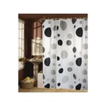 Rideau de douche Plastique PVA 180x200cm Noir  Blanc  Anneaux inclus MSV