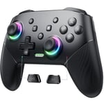 VOYEE Wireless Switch Controllers, Compatible with Switch Pro Controllers for Switch/Switch Lite/OLED/PC, One-Key Pairing Gamepad with 8-Color RGB LEDs 1000mAh Battery 6-Axis Motion Wake Up Function