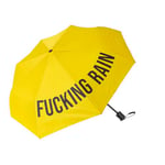 Fisura - Parapluie pliant original “f*cking rain”. Mini parapluie jaune et noir. Parapluie femme compact. Parapluie pliant automatique. Parapluie de voyage.