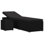 Transat chaise longue bain de soleil lit de jardin terrasse meuble d exterieur avec coussin et table a the resine tresse