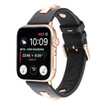 Apple Watch Series 4 40mm äkta läderarmband med fästanordning i roséguld - Svart