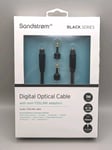 SANDSTROM AV DIGITAL OPTICAL CABLE W/ MINI-TOSLINK ADAPTORS 1M BLACK SERIES NEW