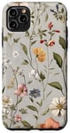 Coque pour iPhone 11 Pro Max Vert olive Boho botanique fleurs sauvages plantes fleur