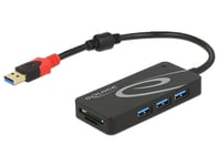 DELOCK – External USB 3.1 Gen 1 Hub USB Type-A > 3 x USB Type-A + 2 Slot SD Card Reader (62899)