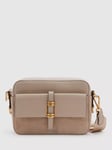 Reiss Orla Leather & Suede Crossbody Camera Bag, Taupe