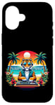 Coque pour iPhone 16 Dj Tiger Lunettes de soleil avec casque pour homme, femme, enfant