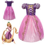 Elsa Anna Rollspel Prinsessklänning Kostym \"Frozen\"" Flickor Halloween Jul Karneval Fest Fancy Dress Kostym 1 del Rapunzel Klänning-WELLNGS 1pc Rapunzel Dress 6T(Tag 130)"