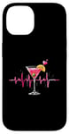 Coque pour iPhone 14 Verre à cocktail Motif battements de cœur Martini