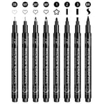 OFFCUP Stylos Noir a Pointe Fine, 8pcs Feutres Dessin, Professionnel Artist Pen, Stylos Feutre, Caligraphie Ecriture Kit pour Manga écriture Signature Conception d'illustration Dessin Bullet Journal