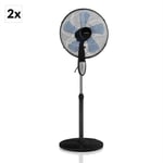 Summerjam Set de 2 Ventilateurs sur pied 50W 3 niveaux - noir