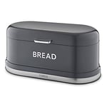 Tower T826170GRP Belle Bread Bin with Embossed Chrome Lettering, Graphite, Steel, Grey