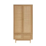 BAÏTA Armoire Helena Effet chêne et cannage rotin 90cm