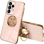 UPLAI Mode Coque pour Samsung Galaxy A52s 5G/Samsung Galaxy A52, Très Mince Conception de Galvanoplastie Antichoc Housse avec Anneau Béquille, Souple TPU Silicone Élégant Étui.Rose