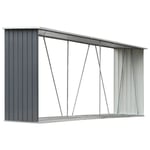 Aiperq - Abri de stockage de bois Acier galvanisé 330x84x152 cm Gris