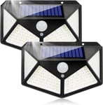 Lampe Solaire Extérieur 100 LED éclairage Extérieur antipluie Luminaire pour Jardin Garage Carport Terrasse Maison(Lot de 2)