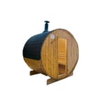 Sauna extérieur Harvia type tonneau avec poêle à bois 180 cm (L) x 220 cm (diamètre)