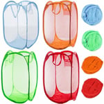 Lot de 4 paniers à linge pliables en maille pour chambre à coucher, chambre d'enfant, dortoir d'étudiant et voyage