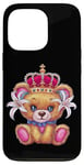 iPhone 13 Pro Kawaii teddy bear with crown and lilies Case