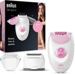 Braun Silk Epil 3 SE3270 Epilators for Women, Epilator and Shaver Hair White 