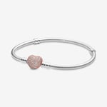 Pandora Moments Hjerte Roséforgylt Sølv Armbånd Med Zirconia 586292CZ-20